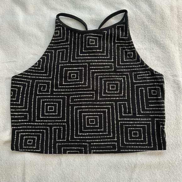 Geometric Black and White Women's Top with Crossback - Picture 1 of 3